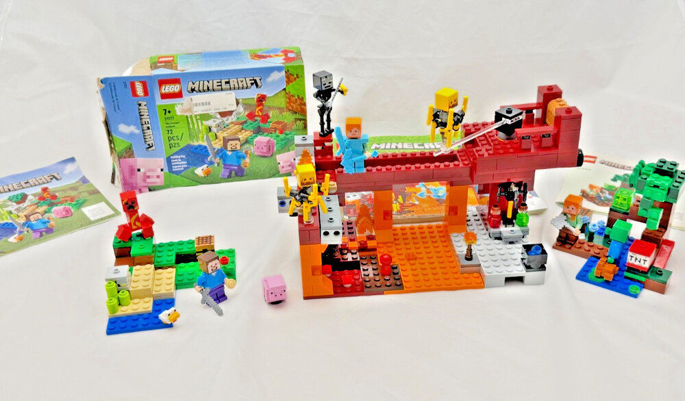 LEGO Minecraft LOT 3 retired sets Blaze Bridge 21154 21177 21240 complete 100%